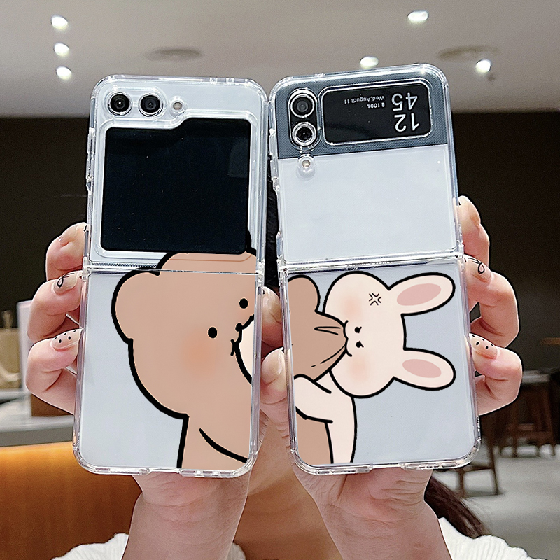 Phone Cases Funny - Funny Bunny Bear Paired Couple Clear