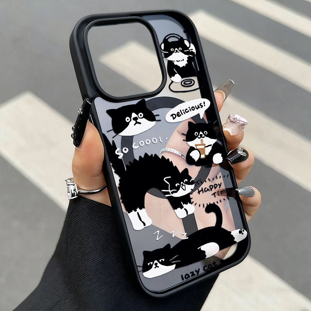 Phone Cases Funny - Funny Black Cat Wireless Charging Phone
