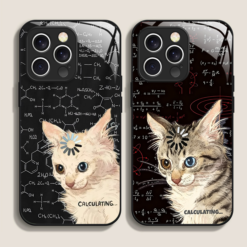 Phone Cases Funny - Funny Art Thinking Formula Cat Pattern