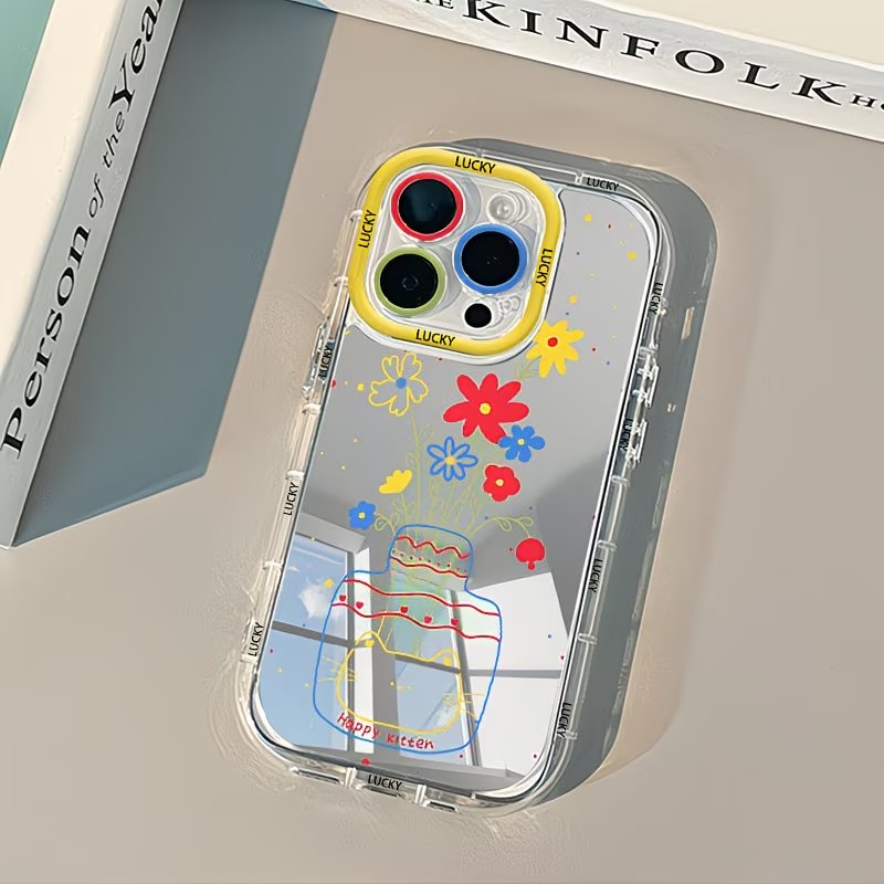 Phone Cases For Iphone 16 - Summer Daisy Cat Vase Design Mirror