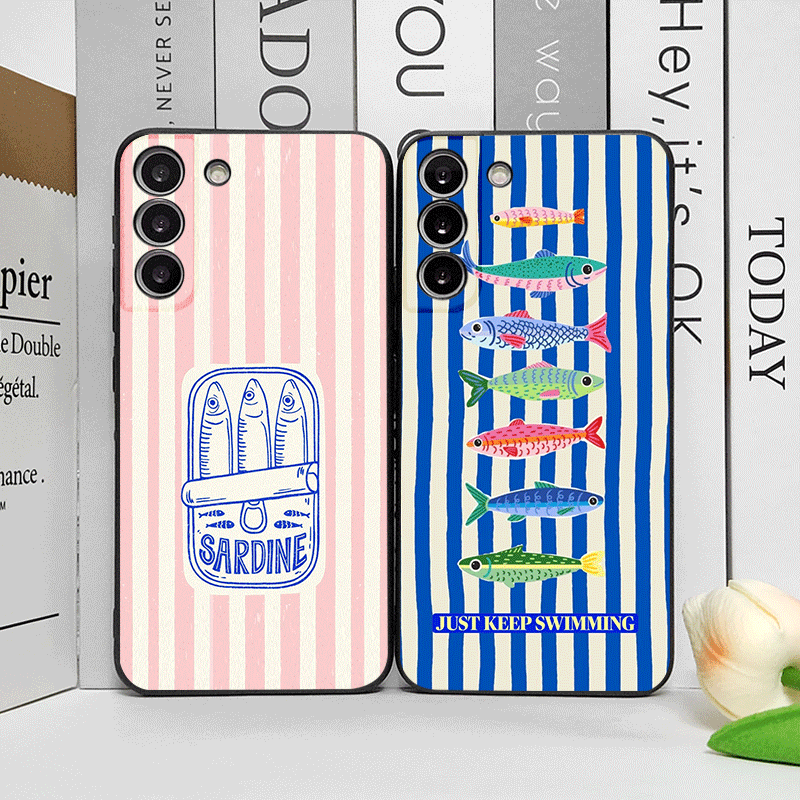 Phone Cases Funny - Cute Striped Pattern Sardines Color Fish