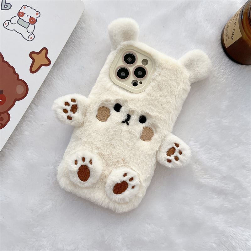 Korean 3D Cartoon Bear Fluffy  - đánh giá và giá Phone Cases For Iphone 16