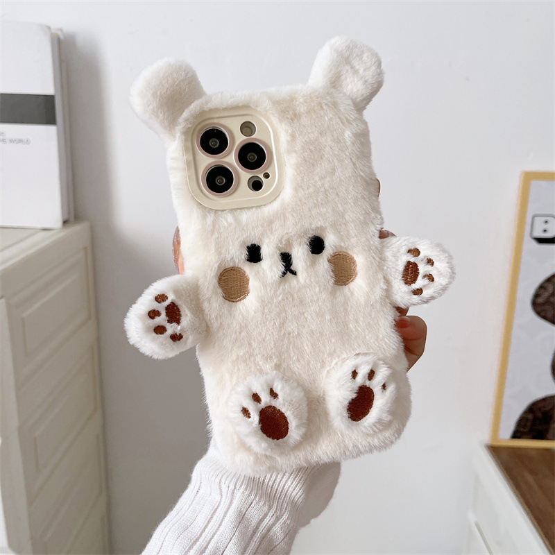Korean 3D Cartoon Bear Fluffy  - đánh giá và giá Phone Cases For Iphone 16